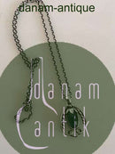 ジョージ ジェンセン スターリング シルバー 1990 アニバーサリー ペンダント グリーン アゲート チェーン付