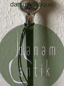 Georg Jensen Stok i Sortlakeret Træ med Sterling Knop og Lædersnor