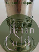 Georg Jensen 830号银质花瓶（132号），含琥珀和绿玛瑙石。