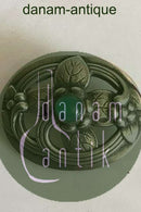 Georg Jensen Sterling Sølv Broche med grøn sten No 138