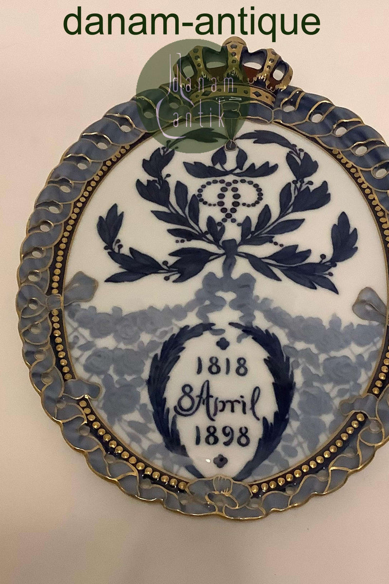 Royal Copenhagen Mindeplatte fra 1898 RC-CM017A med guld