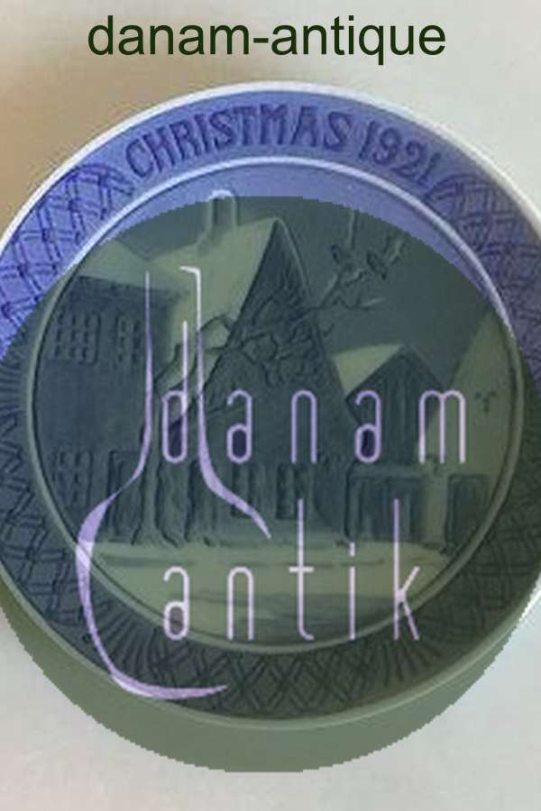 Royal Copenhagen Juleplatte fra 1921 med Engelsk indskription "Christmas"