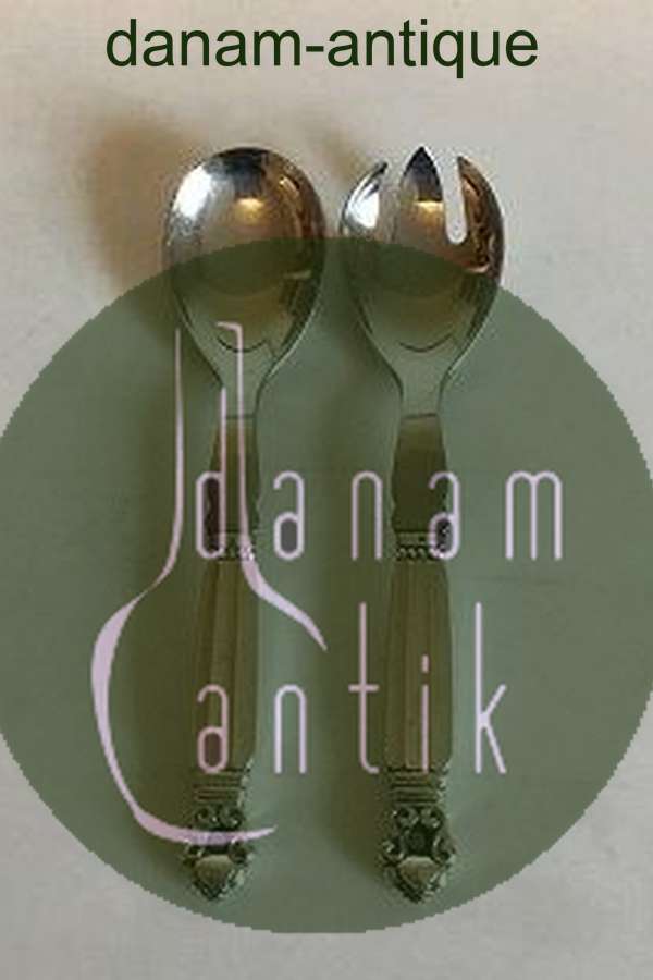 Georg Jensen Sterling Sølv og Rustfrit Stål Lille Salatsæt Konge No 134