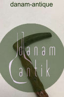 Antique Irish walking stick w.  head of carved antlers horn and shaft of black thorn. Collar of white metal, No ferule.