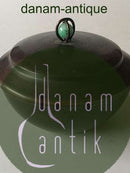 CHR R Bronze Bowl with Lid and Green Glass Stone