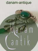 Tidlig Evald Nielsen Sølv Broche med Grønne Sten