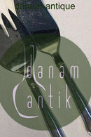 Dobbeltriflet Sølv/Stål Fiske Serveringssæt Cohr