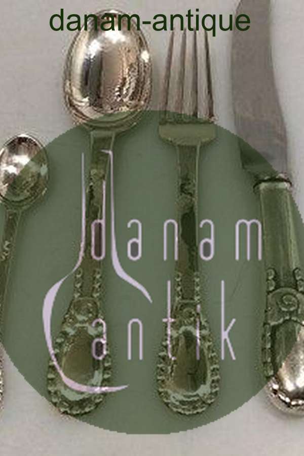 Set of Evald Nielsen Silver Lunch Flatware in No. 13 for 12 persons 48 pieces