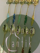 Ein Satz von 10 Kaffeelöffeln aus Silber und Emaille von Frigast