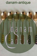 ELA Danmark Sæt på 6 stk. Mokkaskeer i forgyldt Sterling Sølv med farvet emalje