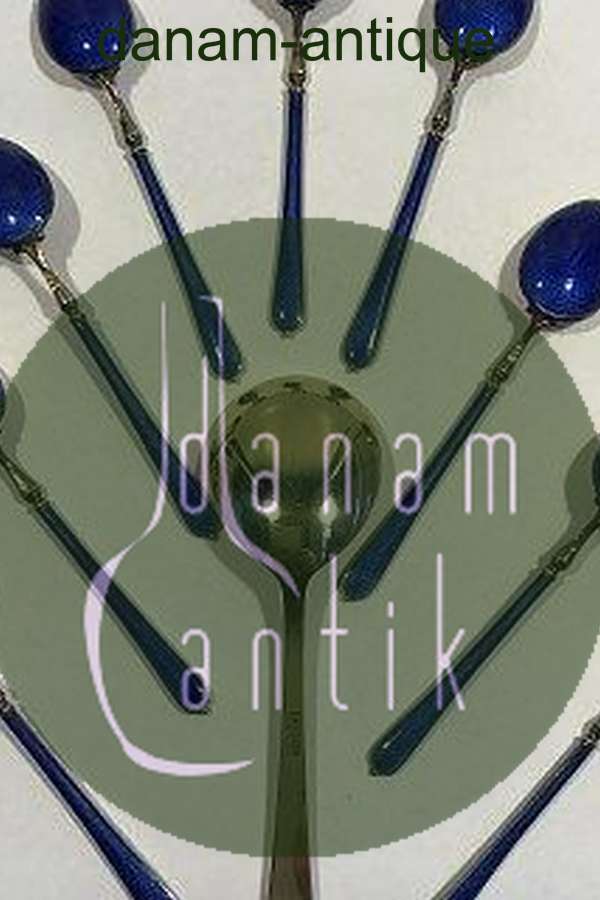 Emaljeret Sterling Sølv Skesæt (9+1)