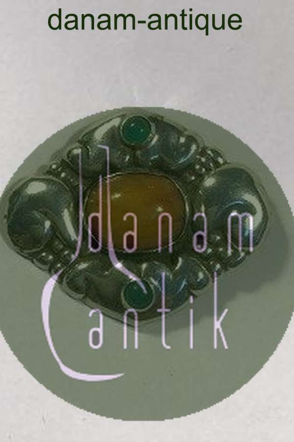 Evald Nielsen Sølv Broche med Rav