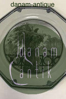 Unika Royal Copenhagen ottekantet fad af porcelæn, dekoreret i underglasur blå med fugle i neg