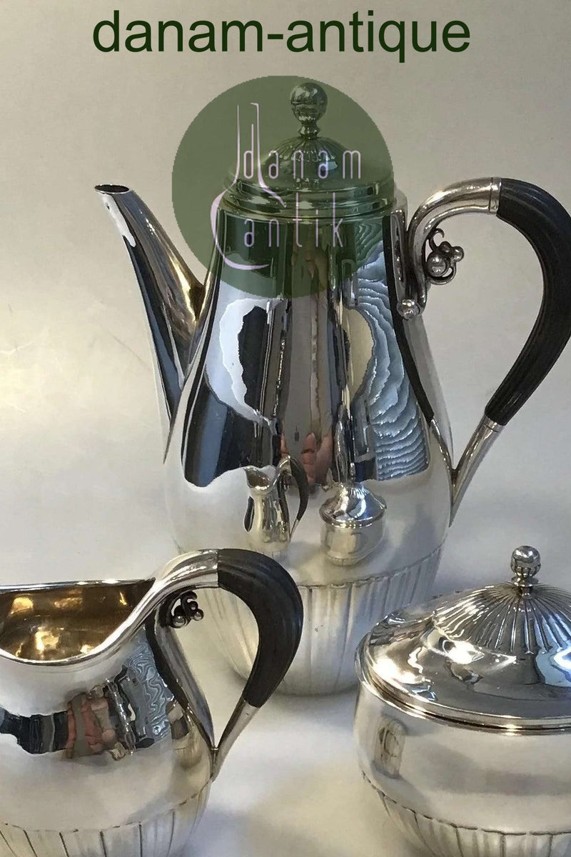 Georg Jensen Sterling Silver Cosmos Mocha Jug with Cream & Sugar No 45