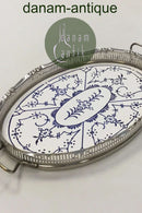 德国Bayerische Metall Fabrik BMF公司，带金属边缘的蓝色彩绘瓷器托盘