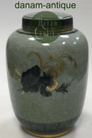 Royal Copenhagen Grüne Crackle Urne mit Blumendekoration mit Gold Nr. 5010/888