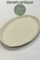 Royal Copenhagen Creme Svejfet med Guld (Stel 1235) Lille Ovalt fad No 1863