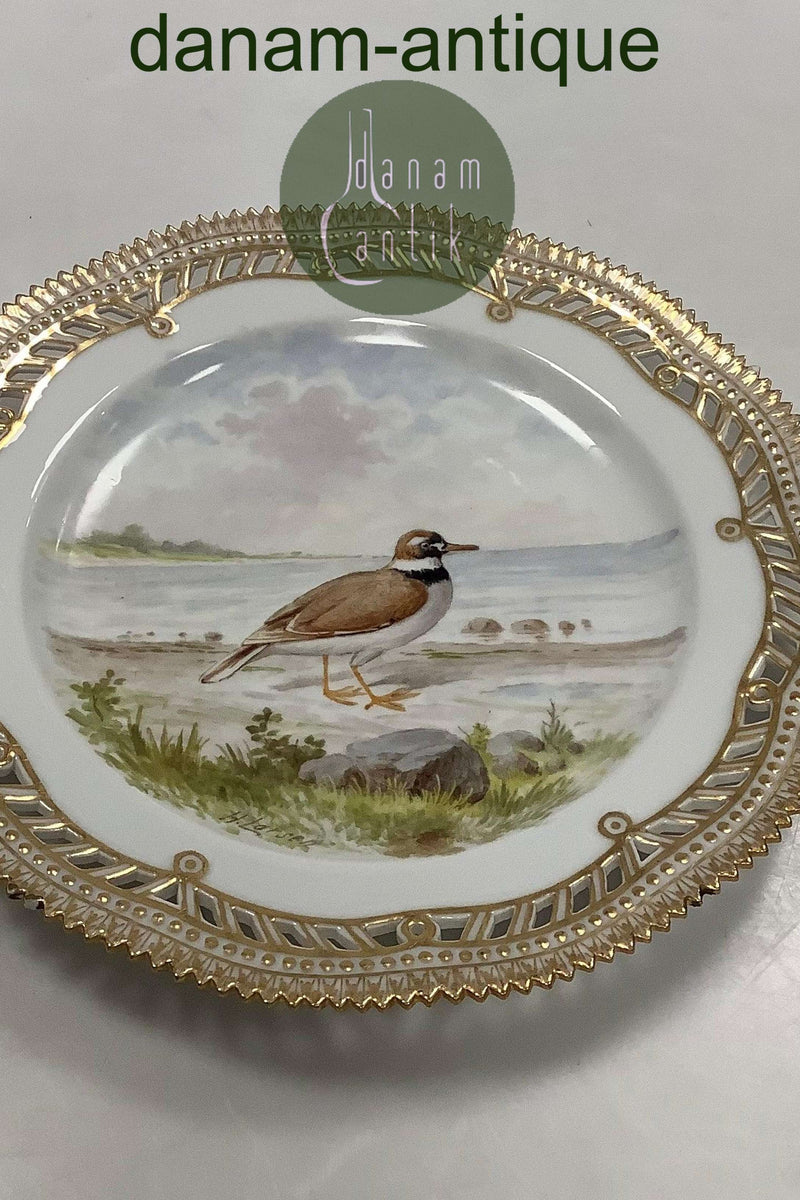 Royal Copenhagen Flora Danica Fugle Frokosttallerken No 20/3554 med gennembrudt kant.
