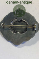 Danish Silver Grann and Laglye Brooch with Amber and Chrysopras