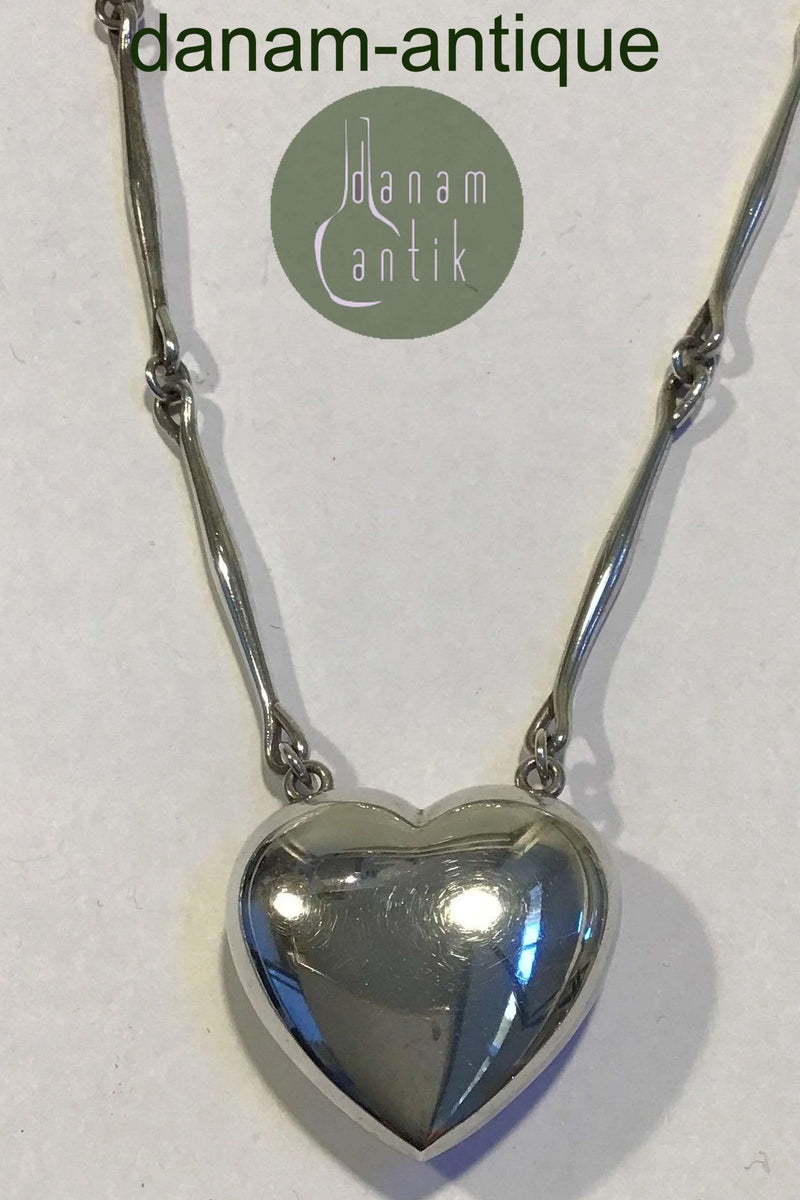   ジョージジェンセン 126 シルバー ネックレス Georg Jensen Sterling Silver Necklace with Small Heart Pendant No 126B
