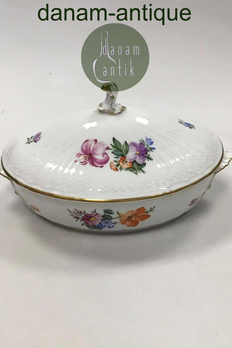 Royal Copenhagen Saxon Flower Light Oval low bowl No 1702