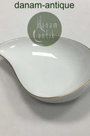 Bing & Grøndahl Hvidt glat stel med guldkant Nyreformet skål No 38