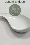 Bing & Grøndahl Hvidt glat stel med guldkant Nyreformet skål No 39