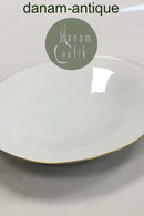 Bing & Grøndahl Hvidt glat stel med guldkant Oval skål på fod No 223