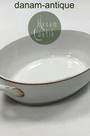 Bing & Grøndahl Hvidt glat stel med guldkant Oval skål No 312