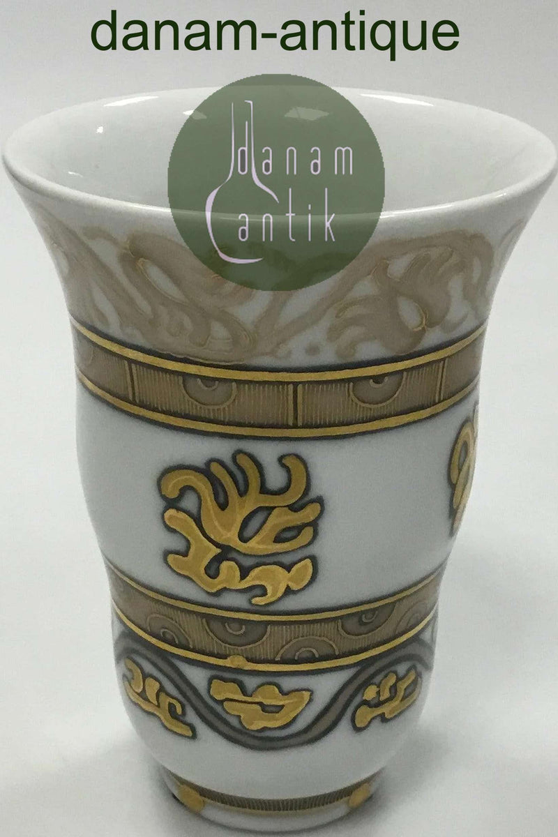 Bing og Grøndahl Unika Art Nouveau vase med gulddekoration