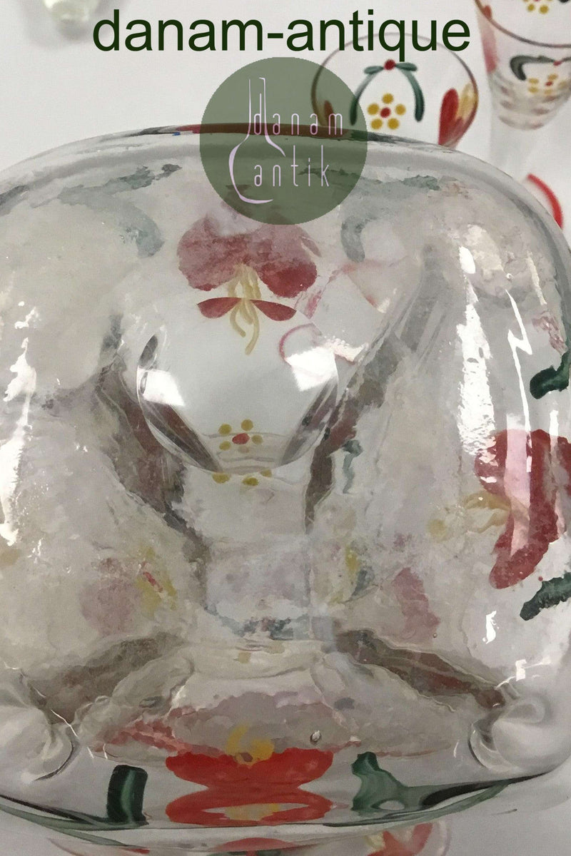 Holmegaard Klukflaske med 4 tilhørende snapseglas