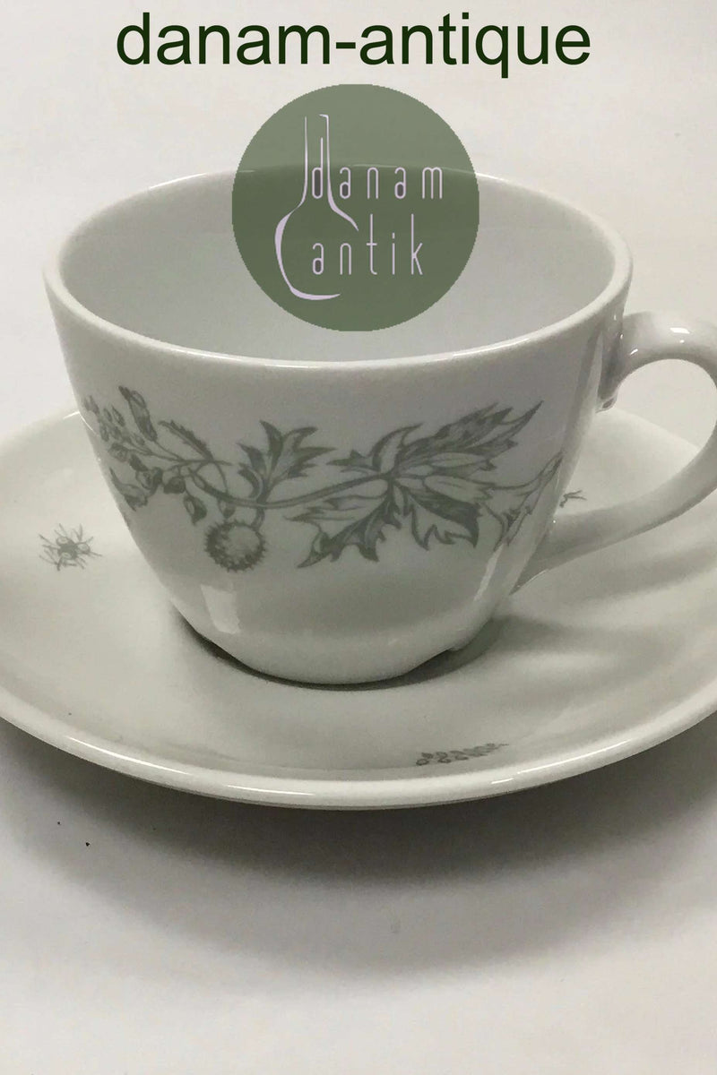 Royal Copenhagen Hotelporcelæn dekoreret med vilde planter Kaffekop og underkop No 9600