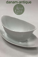Royal Copenhagen White Josephine Gravy Boat with Underplate No. 563