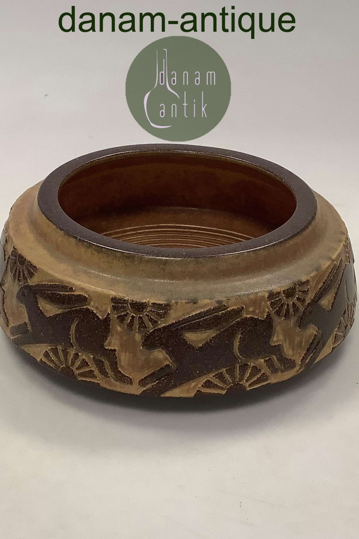 Michael Andersen Stoneware Bowl with Hare by Marianne Starck No.6429