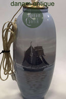 Royal Copenhagen Art Nouveau Vase / Lampe med Skib No. 1634 / 763
