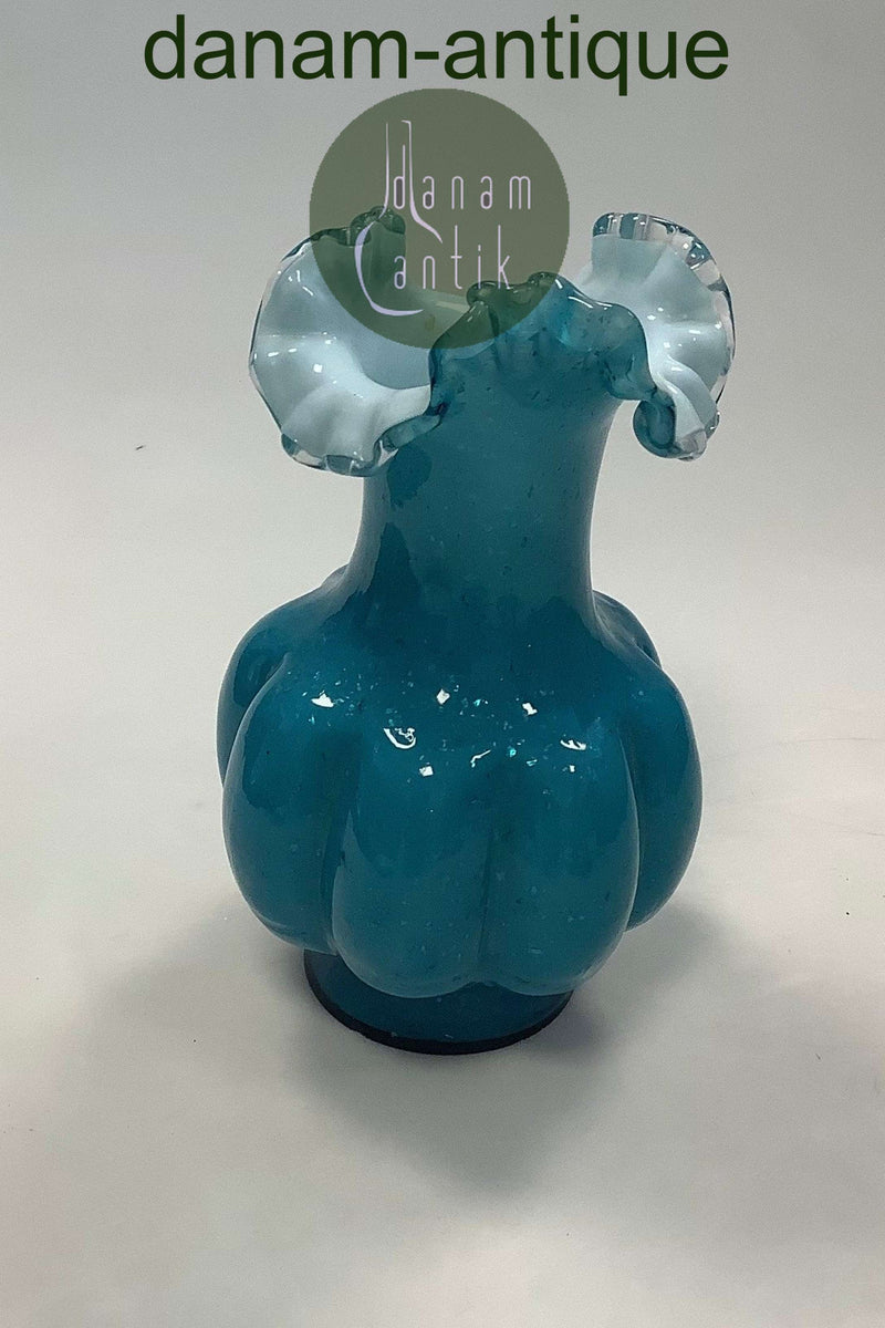 Flot Blå Kunst Glas Vase