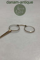 金色金属材质的Lorgnette玻璃眼镜，尺寸为11&