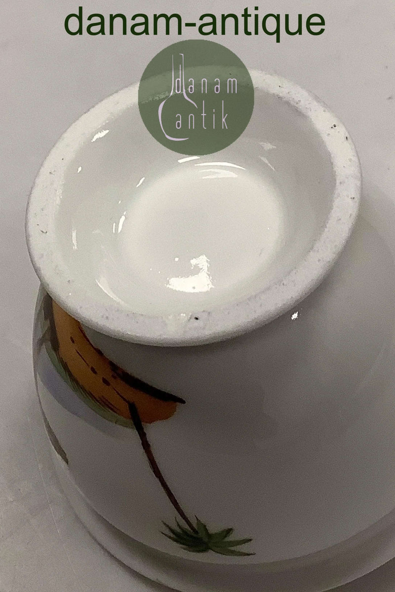 Fransk Kaffekop i Porcelæn malet med Kattedyr