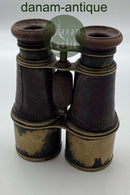 Old brass and leather binoculars 19th century