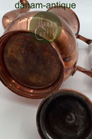 Antike Kaffeekanne aus Kupfer mit Porzellangriff aus der Zeit um 1900