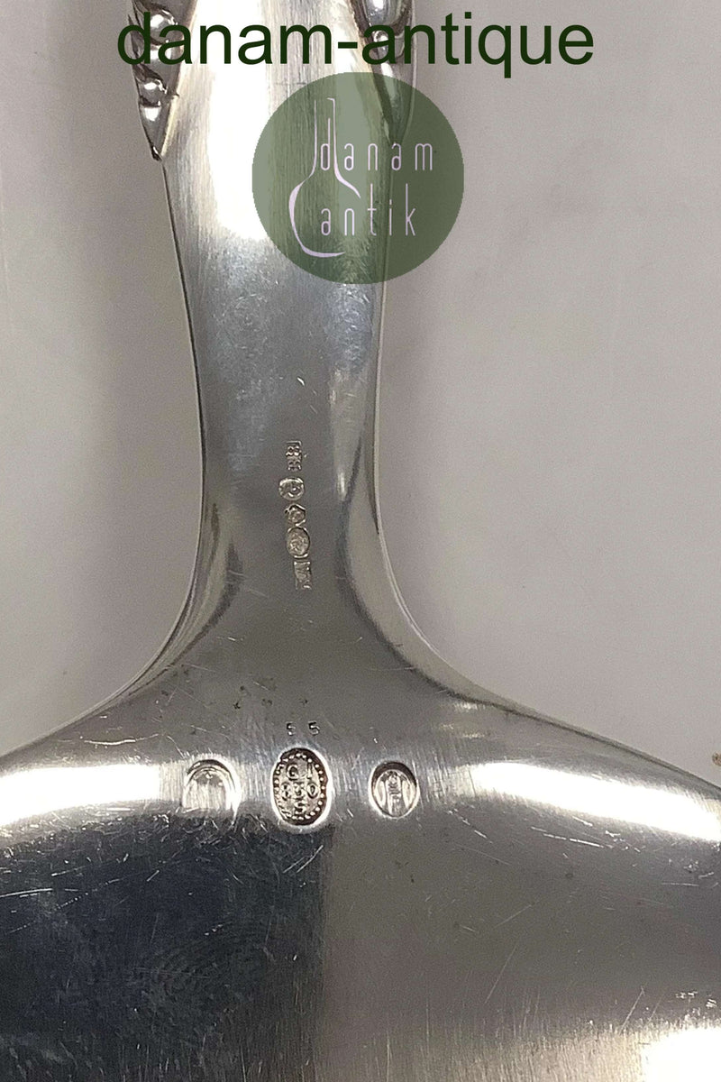Georg Jensen Sølv Ornamental Fiske Serveringsgaffel og spade  No 55