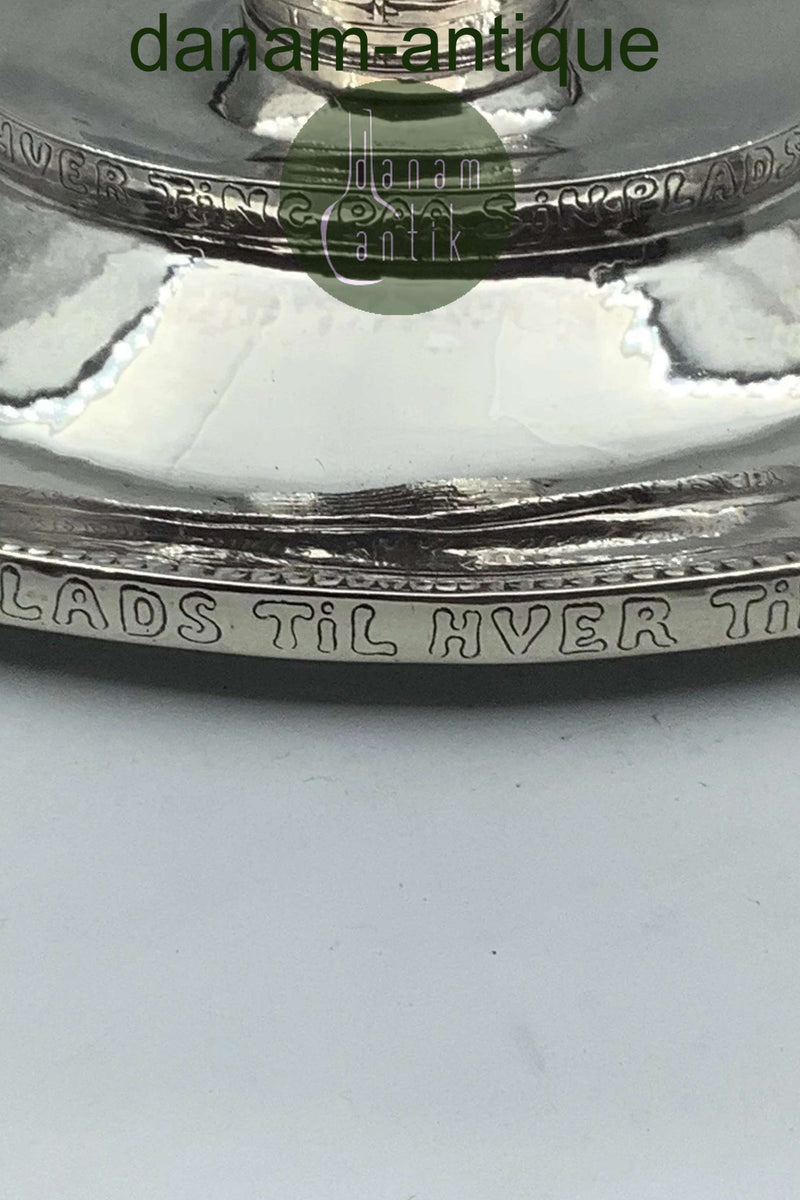 Dansk Sølv Blækhus med Ordsprog af Emil Snedker