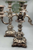 Par Danske 3-Armet Lysestager i sølv