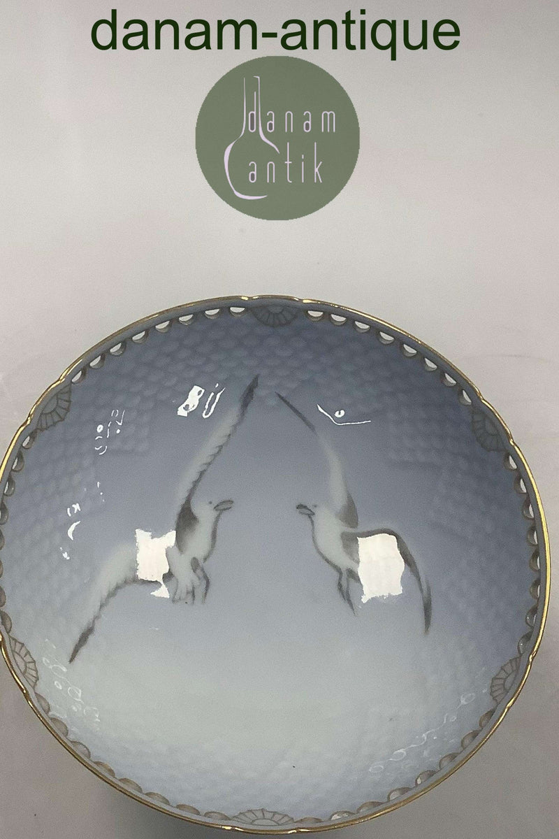 Bing og Grøndahl Måge med Guld Gennembrudt opsats / Skål