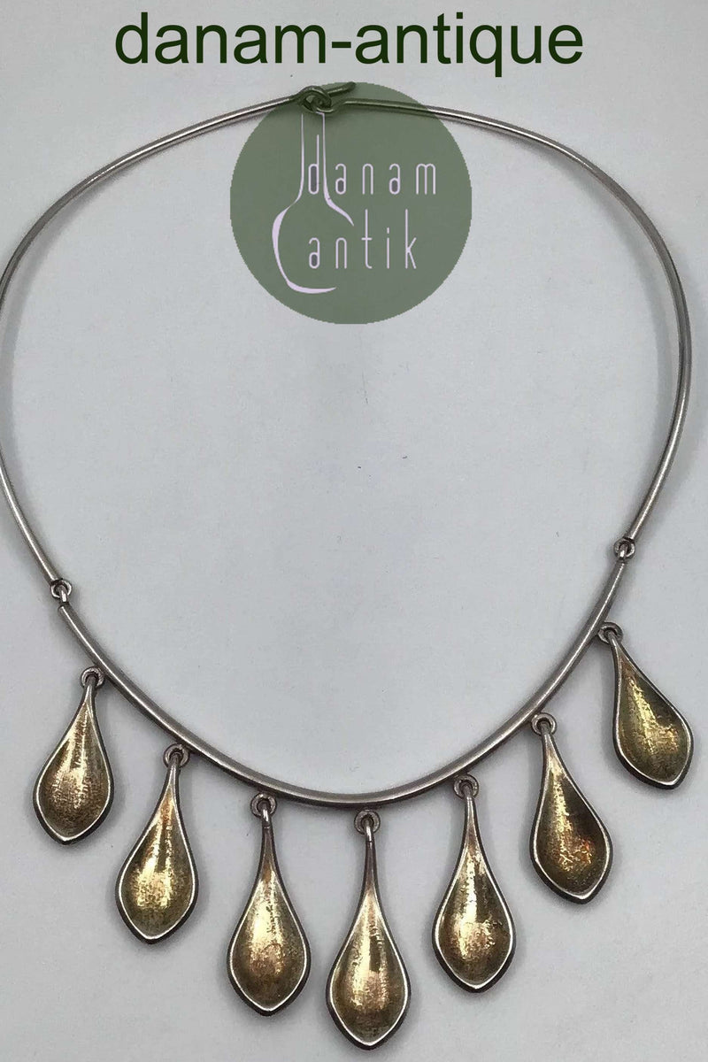 Hans Hansen Sterling Sølv Halskæde No 285 (Forgyldte dråber)