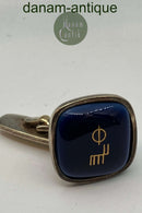 Georg Jensen Sterling Sølv Manchetknapper med porcelæns logo