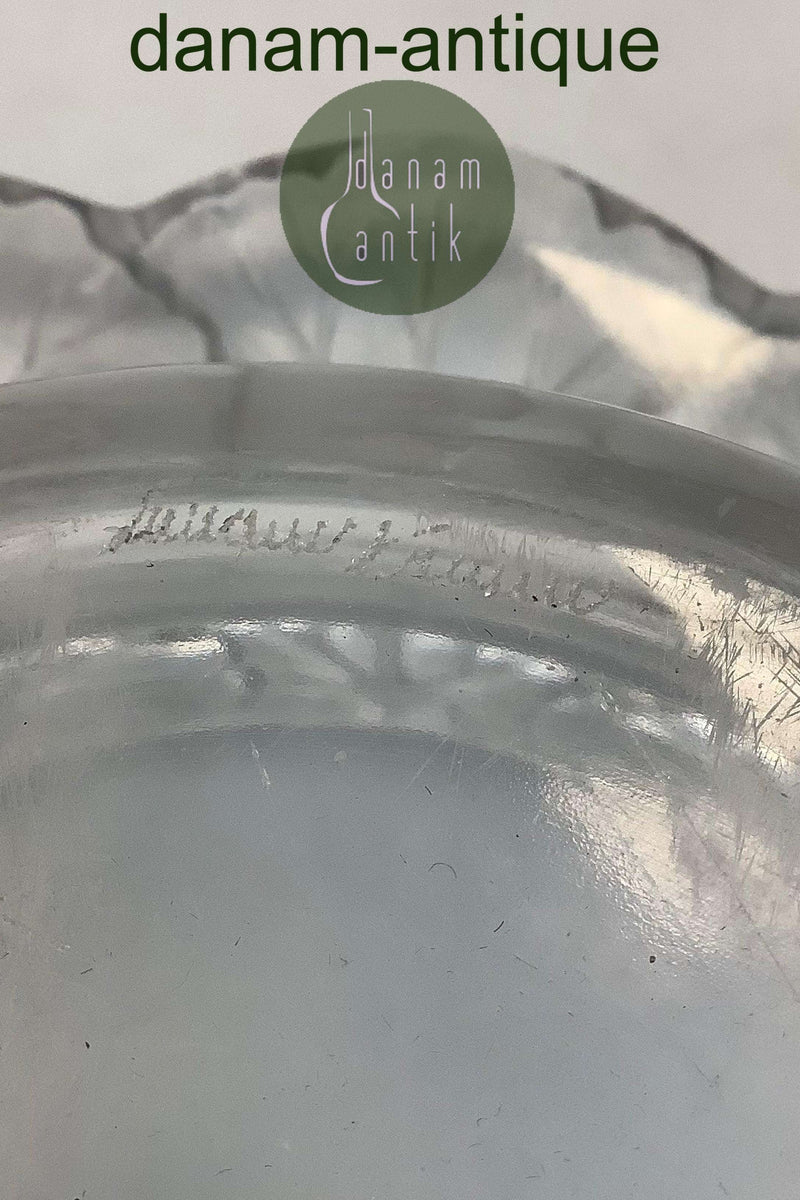 Rene Lalique Fransk Glas skål med Blomster dekoration ( frosted )