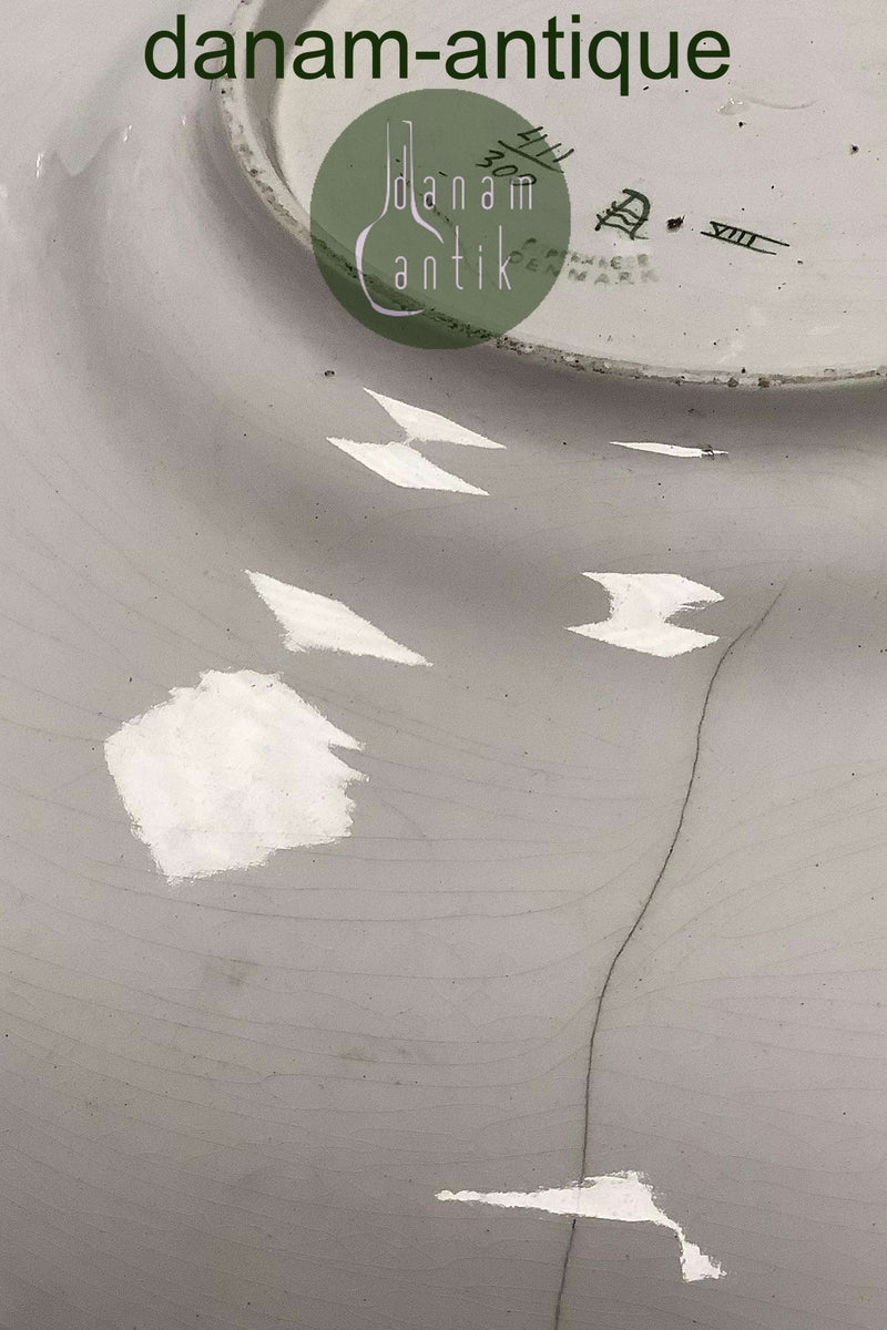 Aluminia Fajance Fad / Skål No 411/300 med Fiske motiv