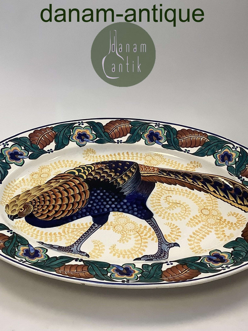 Aluminia Ovalt Fajance Fad med Fasan Motiv No 975/632