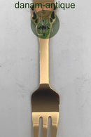 A. Michelsen Julekagegaffel 1982 I forgyldt Sterling Sølv med emalje